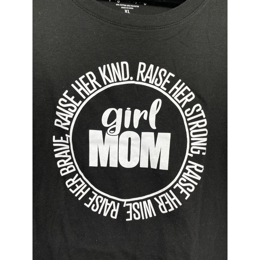 Positivi Tees Girl Mom Graphic Black Tee TShirt Short Sleeve Top Womens XL NEW